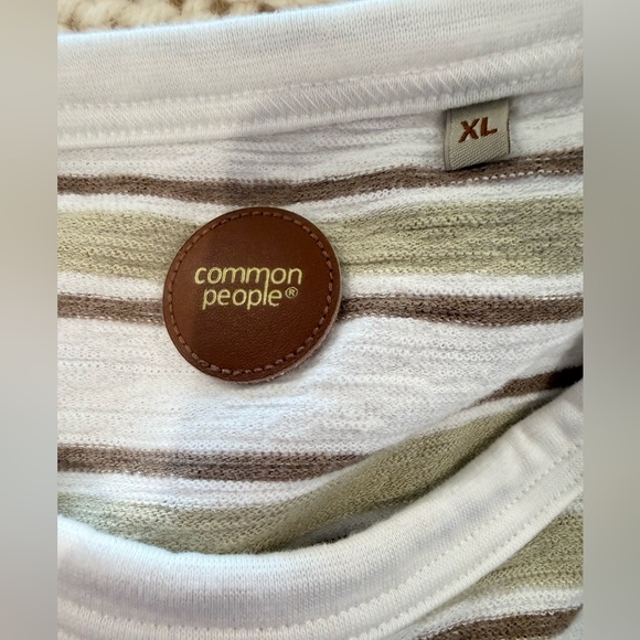 NWOT Common People Clothing Striped Taupe Soft Touch Cotton T shirt Men’s XL - Picture 5 of 6